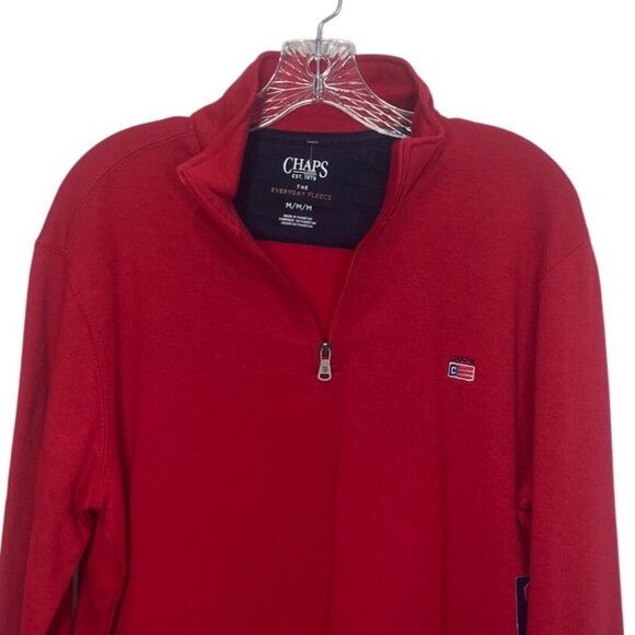 Chaps Everyday Fleece Pullover Mens Medium Red New 1/4 Zip - Picture 6 of 11